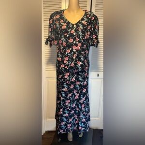 Liz Claiborne Skirt Outfit Navy Blue Floral Women’s 12